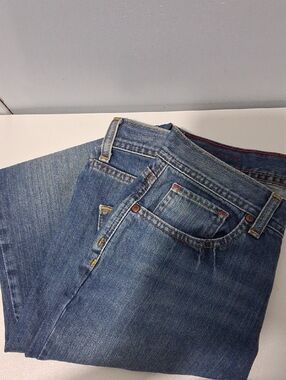 Tommy Hilfiger Midrise Denim Jeans in Blue with Red Accents